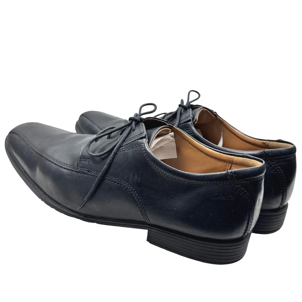 Clarks Tilden Cap Oxford Mens 13 Black Leather Bicycle‎ Toe Dress Shoes Career